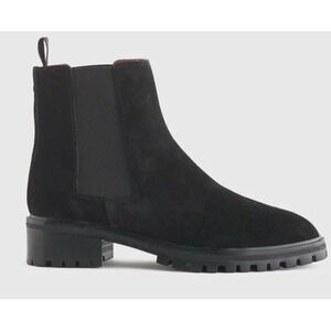 Quince Suede Chelsea Boots Black Lug Sole Leather Ankle Boot Womens 6 New In Box